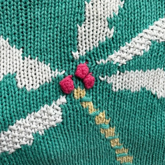 ROBERT SCOTT LTD Hand Knit Ramie Blend Colorblock V-Neck Tropical Golf Cardigan - Picture 12 of 14